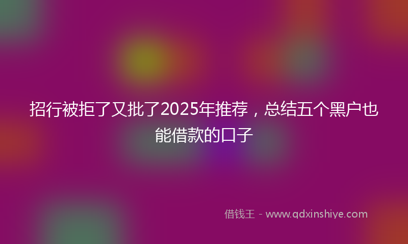 招行被拒了又批了2025年推荐，总结五个黑户也能借款的口子