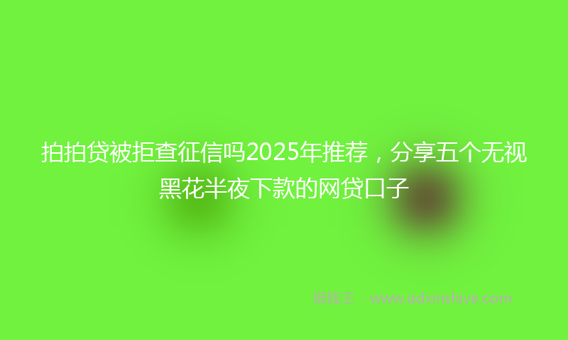 拍拍贷被拒查征信吗2025年推荐，分享五个无视黑花半夜下款的网贷口子