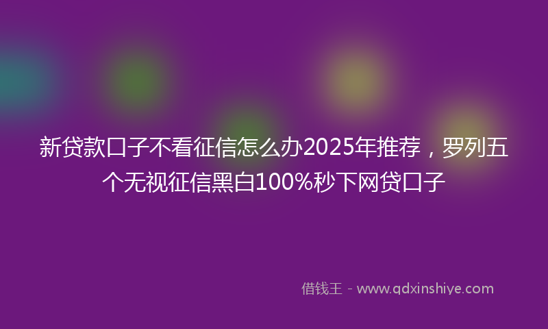 新贷款口子不看征信怎么办2025年推荐，罗列五个无视征信黑白100%秒下网贷口子