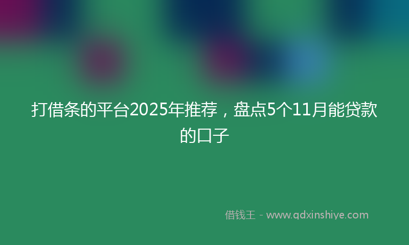 打借条的平台2025年推荐，盘点5个11月能贷款的口子