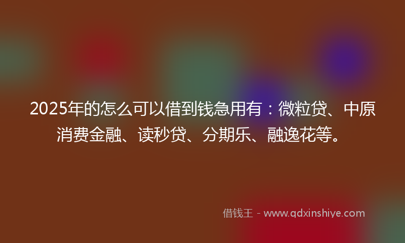 2025年的怎么可以借到钱急用有：微粒贷、中原消费金融、读秒贷、分期乐、融逸花等。