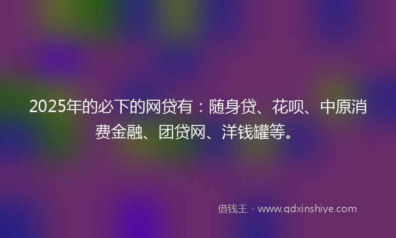 2025年的必下的网贷有：随身贷、花呗、中原消费金融、团贷网、洋钱罐等。