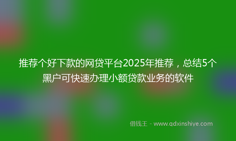 推荐个好下款的网贷平台2025年推荐，总结5个黑户可快速办理小额贷款业务的软件