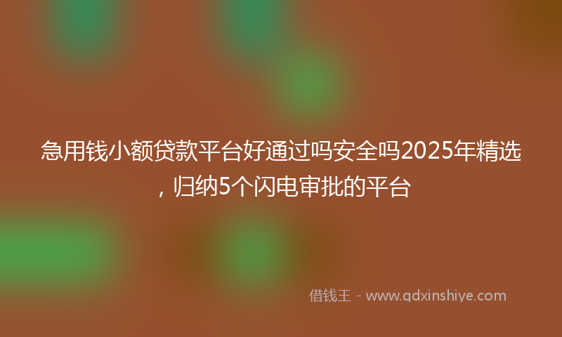 急用钱小额贷款平台好通过吗安全吗2025年精选，归纳5个闪电审批的平台