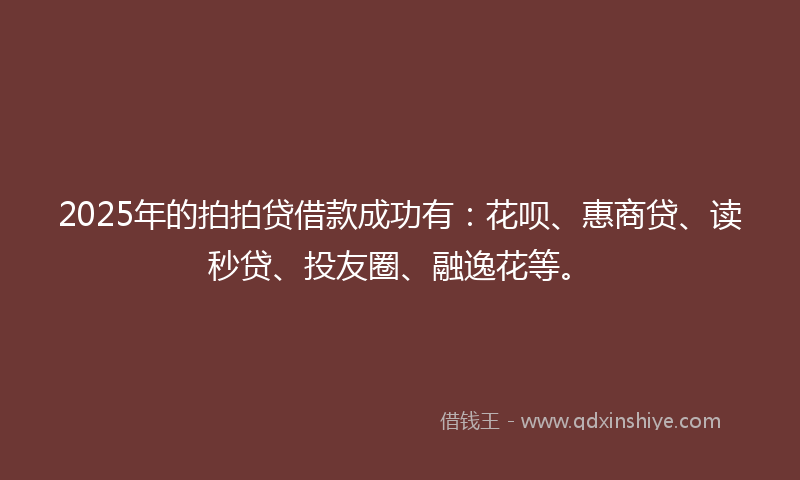 2025年的拍拍贷借款成功有：花呗、惠商贷、读秒贷、投友圈、融逸花等。