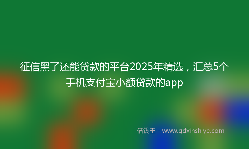 征信黑了还能贷款的平台2025年精选，汇总5个手机支付宝小额贷款的app