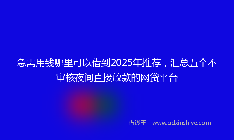 急需用钱哪里可以借到2025年推荐，汇总五个不审核夜间直接放款的网贷平台