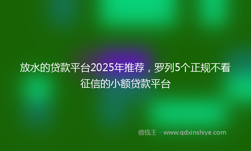 放水的贷款平台2025年推荐，罗列5个正规不看征信的小额贷款平台