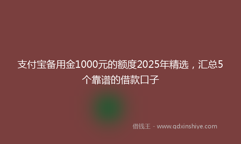 支付宝备用金1000元的额度2025年精选，汇总5个靠谱的借款口子