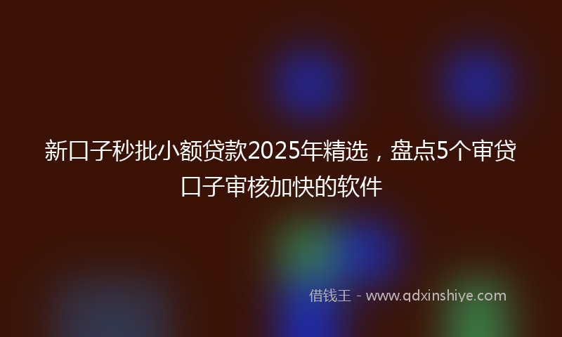 新口子秒批小额贷款2025年精选，盘点5个审贷口子审核加快的软件