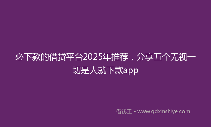 必下款的借贷平台2025年推荐，分享五个无视一切是人就下款app