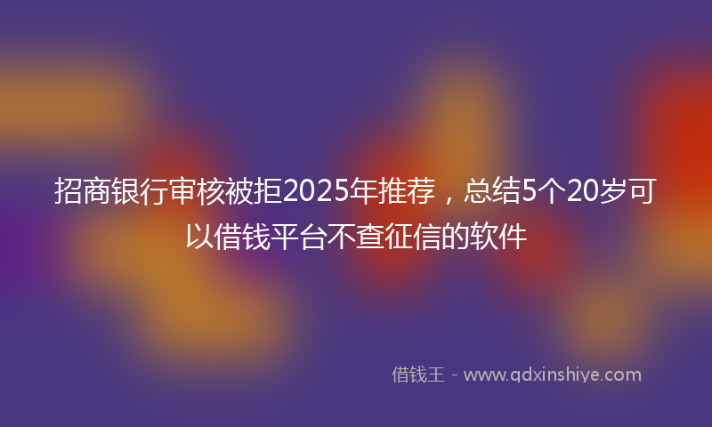 招商银行审核被拒2025年推荐，总结5个20岁可以借钱平台不查征信的软件