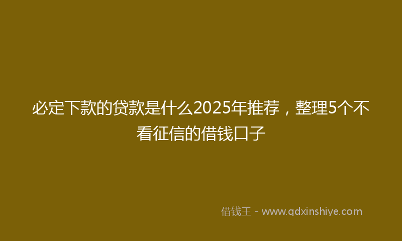 必定下款的贷款是什么2025年推荐，整理5个不看征信的借钱口子