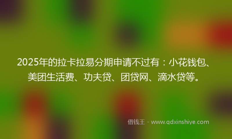 2025年的拉卡拉易分期申请不过有：小花钱包、美团生活费、功夫贷、团贷网、滴水贷等。