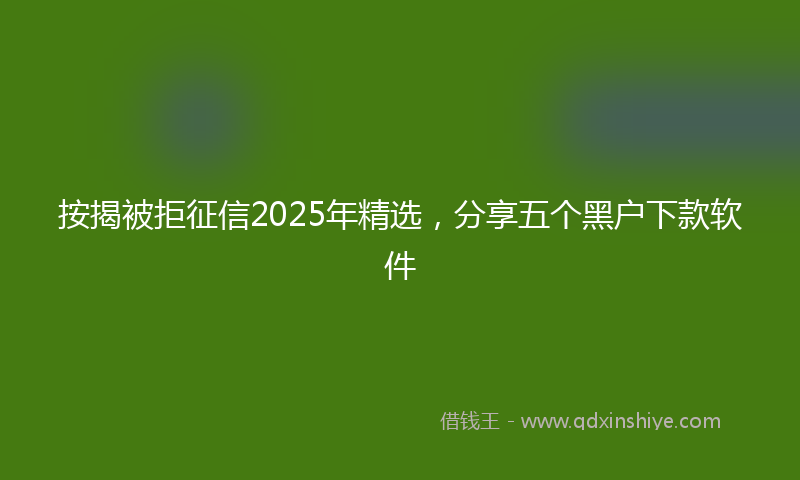 按揭被拒征信2025年精选，分享五个黑户下款软件