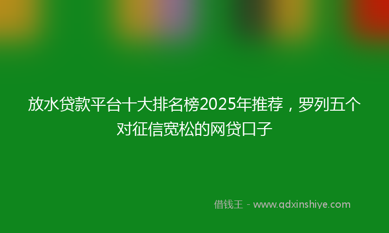 放水贷款平台十大排名榜2025年推荐，罗列五个对征信宽松的网贷口子