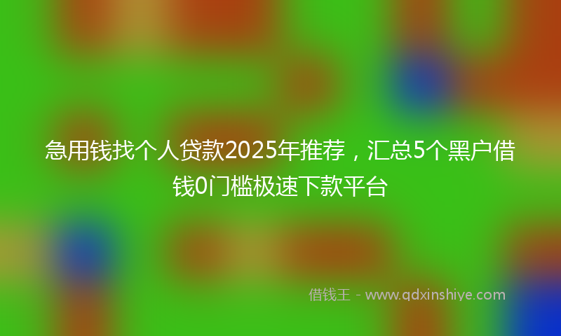 急用钱找个人贷款2025年推荐，汇总5个黑户借钱0门槛极速下款平台