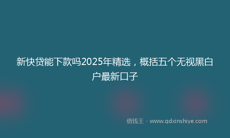 新快贷能下款吗2025年精选，概括五个无视黑白户最新口子