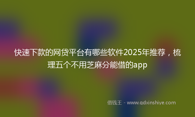 快速下款的网贷平台有哪些软件2025年推荐，梳理五个不用芝麻分能借的app