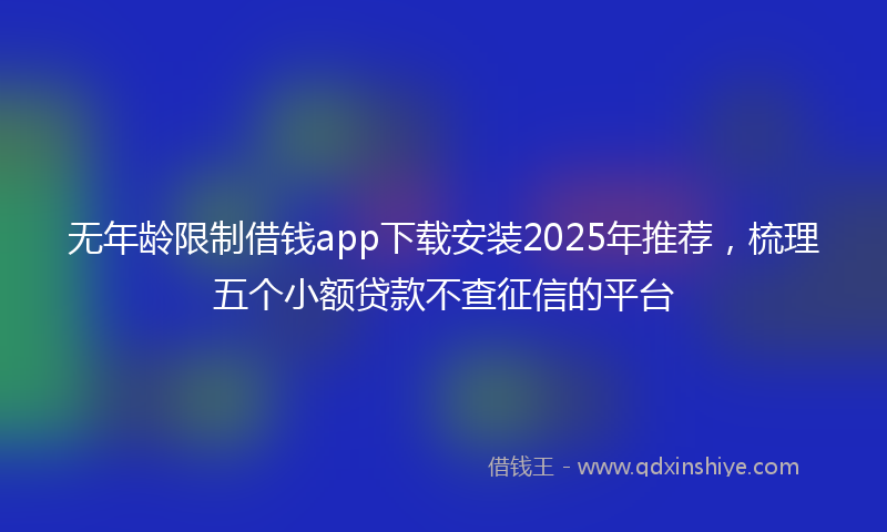 无年龄限制借钱app下载安装2025年推荐，梳理五个小额贷款不查征信的平台