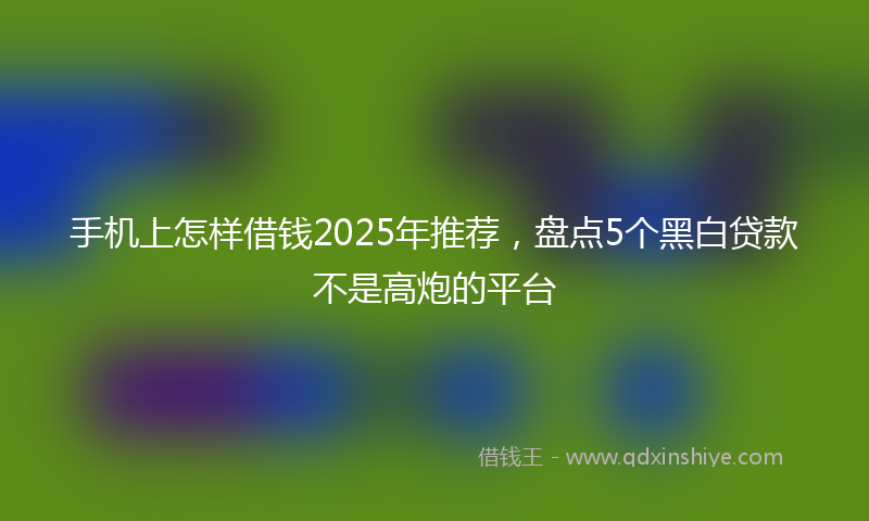 手机上怎样借钱2025年推荐，盘点5个黑白贷款不是高炮的平台