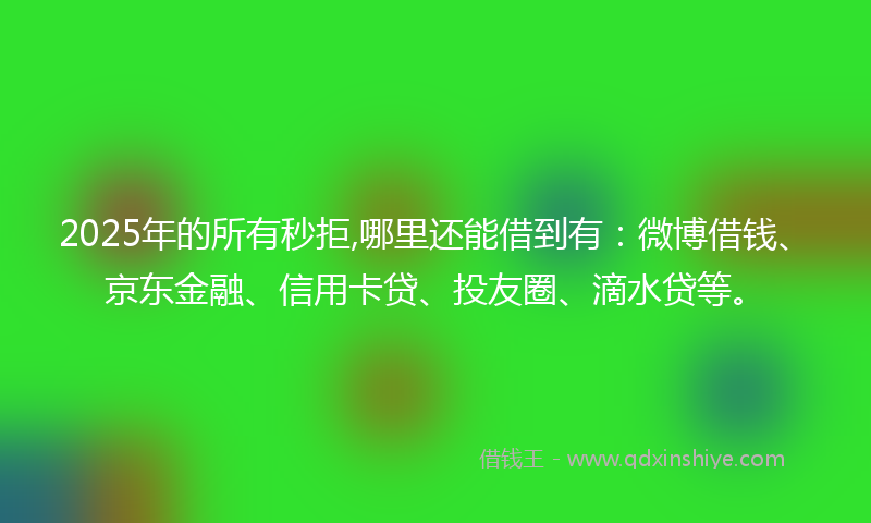 2025年的所有秒拒,哪里还能借到有：微博借钱、京东金融、信用卡贷、投友圈、滴水贷等。