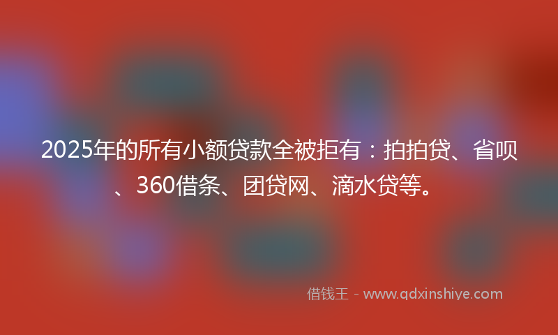 2025年的所有小额贷款全被拒有：拍拍贷、省呗、360借条、团贷网、滴水贷等。