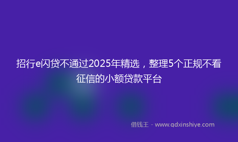 招行e闪贷不通过2025年精选，整理5个正规不看征信的小额贷款平台