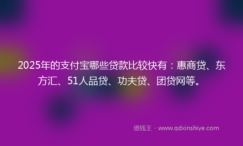 2025年的支付宝哪些贷款比较快有：惠商贷、东方汇、51人品贷、功夫贷、团贷网等。