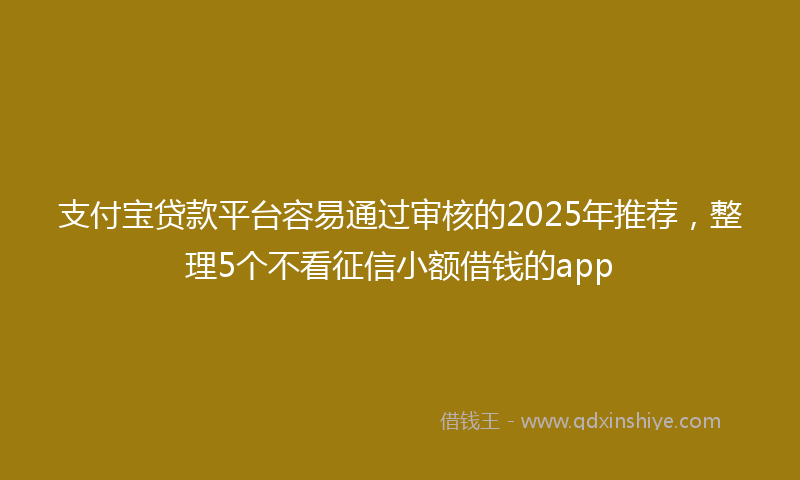 支付宝贷款平台容易通过审核的2025年推荐，整理5个不看征信小额借钱的app