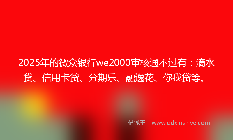 2025年的微众银行we2000审核通不过有：滴水贷、信用卡贷、分期乐、融逸花、你我贷等。