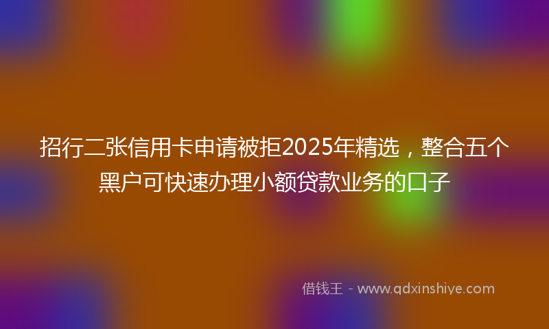 招行二张信用卡申请被拒2025年精选，整合五个黑户可快速办理小额贷款业务的口子