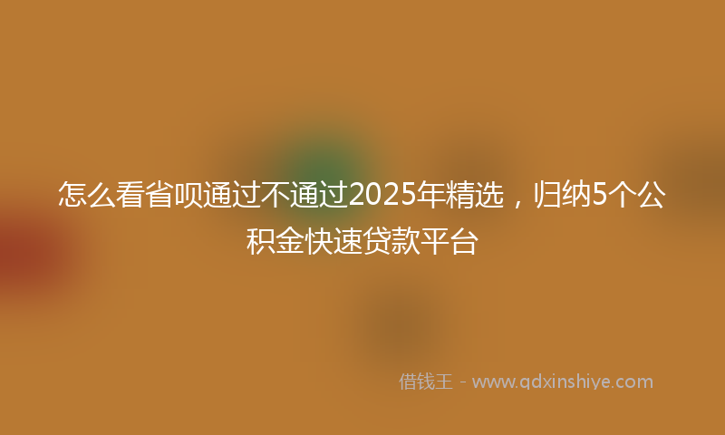 怎么看省呗通过不通过2025年精选，归纳5个公积金快速贷款平台