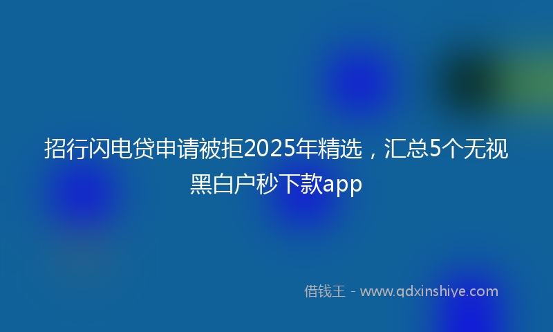 招行闪电贷申请被拒2025年精选，汇总5个无视黑白户秒下款app