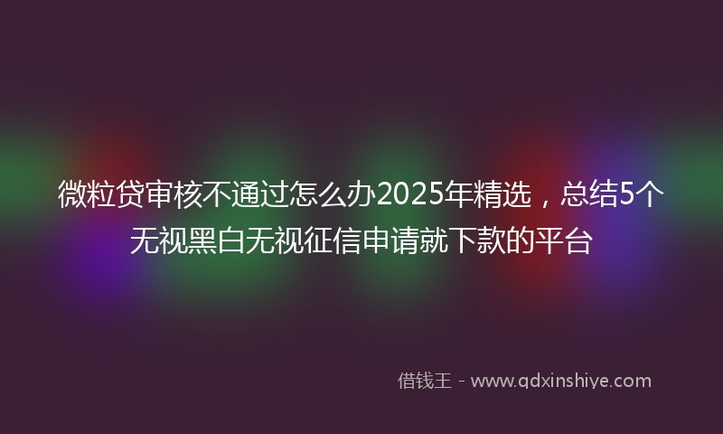 微粒贷审核不通过怎么办2025年精选，总结5个无视黑白无视征信申请就下款的平台