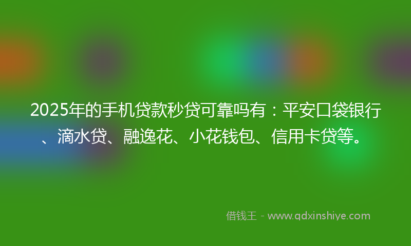 2025年的手机贷款秒贷可靠吗有：平安口袋银行、滴水贷、融逸花、小花钱包、信用卡贷等。