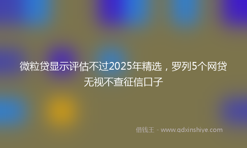 微粒贷显示评估不过2025年精选，罗列5个网贷无视不查征信口子