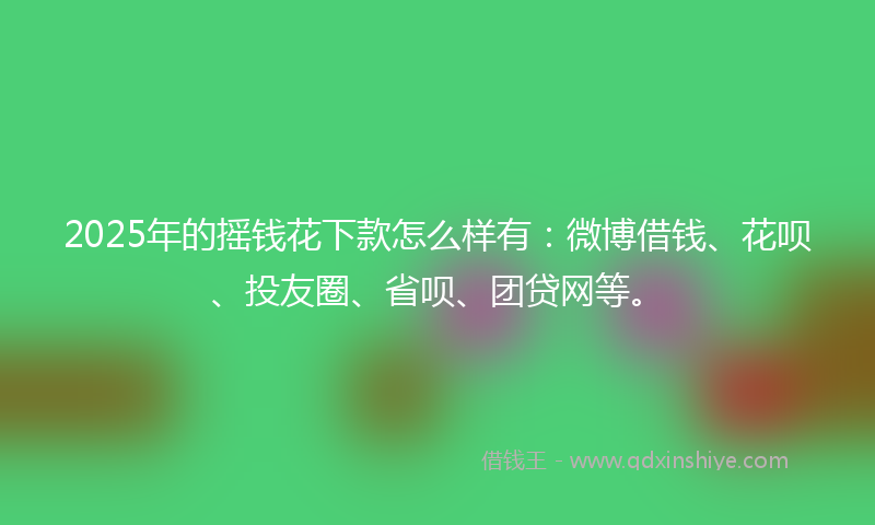 2025年的摇钱花下款怎么样有：微博借钱、花呗、投友圈、省呗、团贷网等。