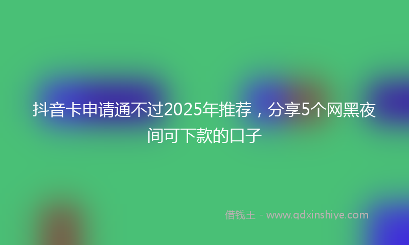 抖音卡申请通不过2025年推荐，分享5个网黑夜间可下款的口子