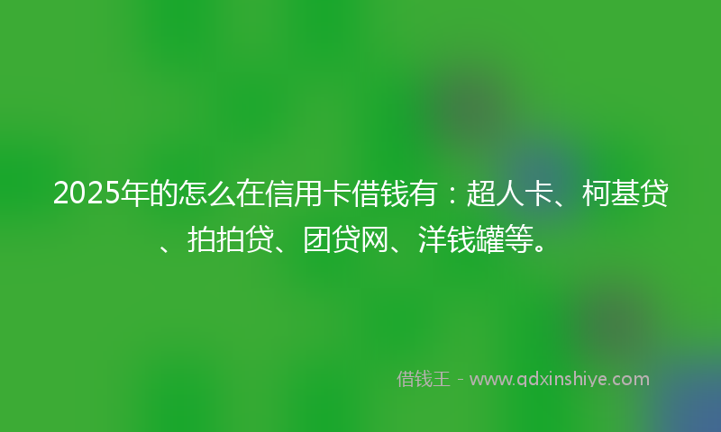 2025年的怎么在信用卡借钱有：超人卡、柯基贷、拍拍贷、团贷网、洋钱罐等。