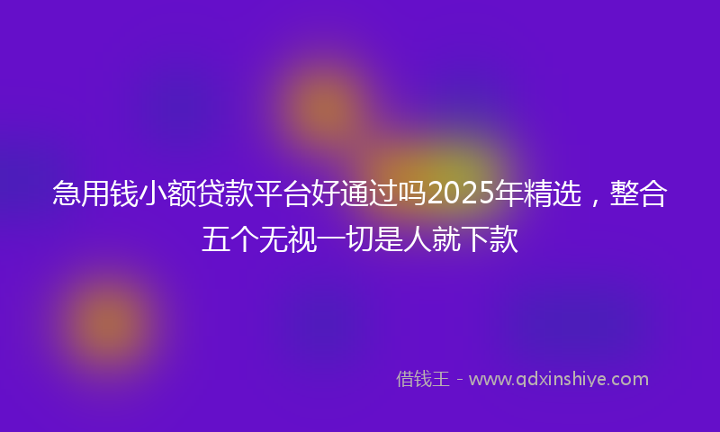急用钱小额贷款平台好通过吗2025年精选，整合五个无视一切是人就下款
