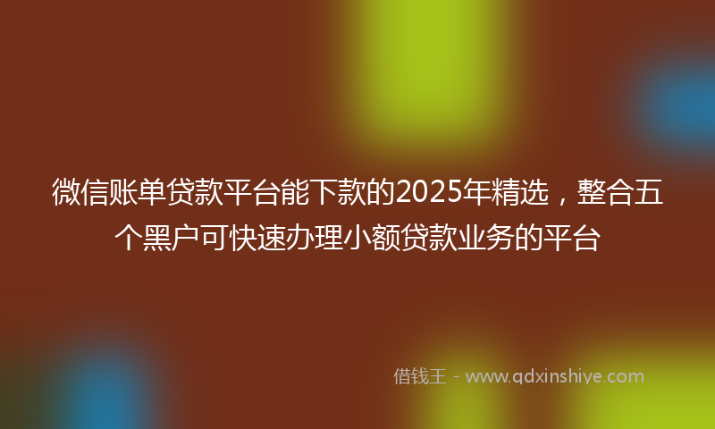 微信账单贷款平台能下款的2025年精选，整合五个黑户可快速办理小额贷款业务的平台