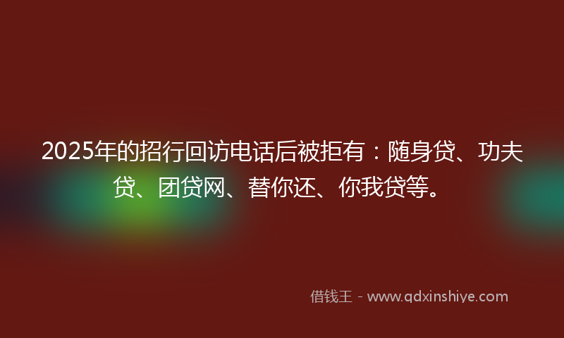 2025年的招行回访电话后被拒有：随身贷、功夫贷、团贷网、替你还、你我贷等。
