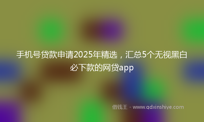 手机号贷款申请2025年精选，汇总5个无视黑白必下款的网贷app