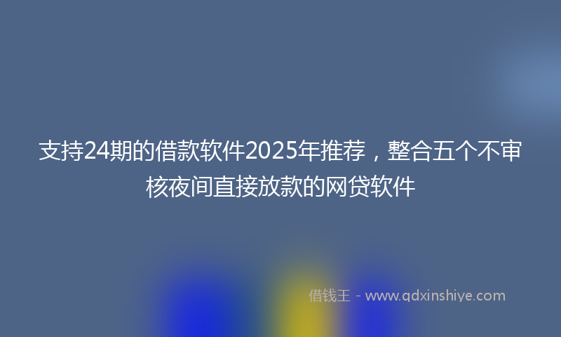 支持24期的借款软件2025年推荐，整合五个不审核夜间直接放款的网贷软件