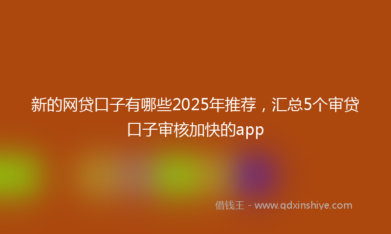 新的网贷口子有哪些2025年推荐，汇总5个审贷口子审核加快的app