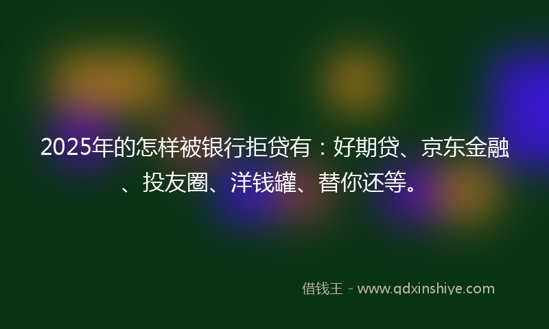 2025年的怎样被银行拒贷有：好期贷、京东金融、投友圈、洋钱罐、替你还等。