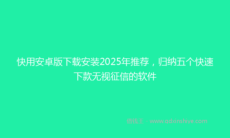 快用安卓版下载安装2025年推荐，归纳五个快速下款无视征信的软件