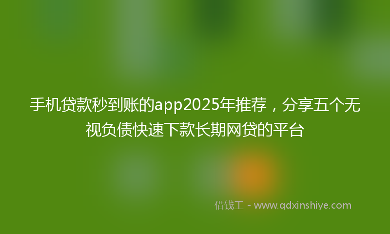 手机贷款秒到账的app2025年推荐，分享五个无视负债快速下款长期网贷的平台