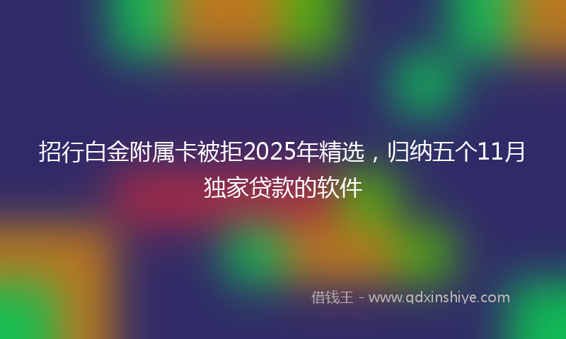招行白金附属卡被拒2025年精选，归纳五个11月独家贷款的软件